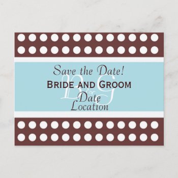 Hip Brown And Blue Save The Date Postcard by jgh96sbc at Zazzle