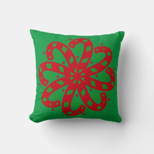 hip candy cane mandala holidays merry christmas throw pillow