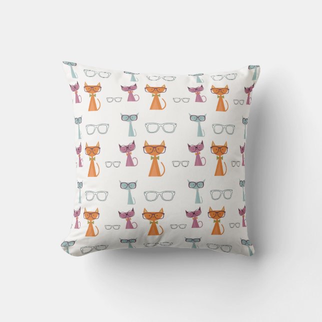 Hip Cats Throw Pillow (Front)