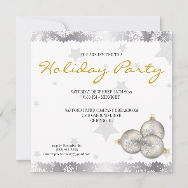 Hip Christmas Holiday Party Snowflake Invitations (Front)