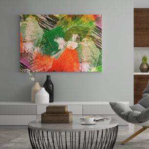 Hip Colorful Grunge Style Brushstrokes Art Pattern Canvas Print