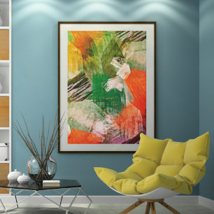 Hip Colorful Grunge Style Brushstrokes Art Pattern Poster