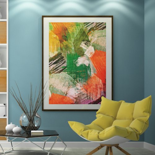 Hip Colorful Grunge Style Brushstrokes Art Pattern Poster