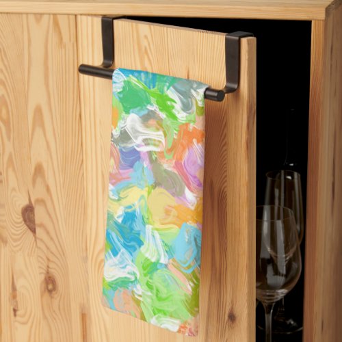 Hip Colorful Vibrant Summer Paint Splatter Pattern Kitchen Towel