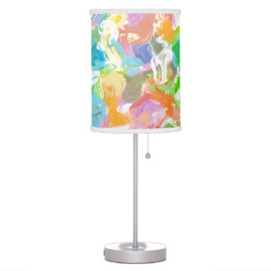 Hip Colorful Vibrant Summer Paint Splatter Pattern Table Lamp