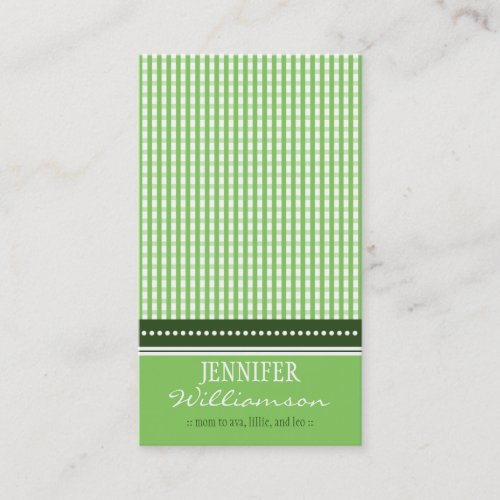 Hip Customized Gingham Mommy Calling Cards :: 02 Business Card Template