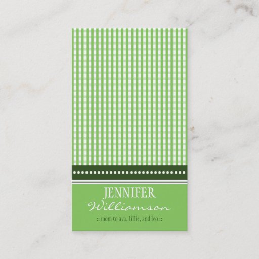 Customizable Hip Customized Gingham Mommy Calling Cards :: 02 Business Card Template