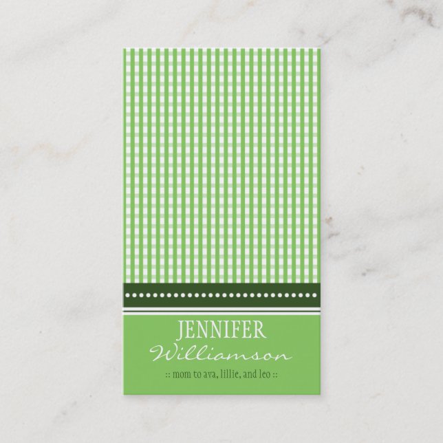 Hip Customized Gingham Mommy Calling Cards :: 02 (Front)