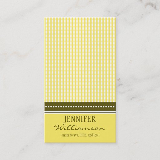 Customizable Hip Customized Gingham Mommy Calling Cards :: 05 Business Card Templates