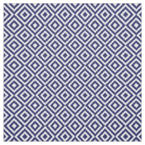 Hip Dark Blue Ikat Diamond Squares Mosaic Pattern Fabric