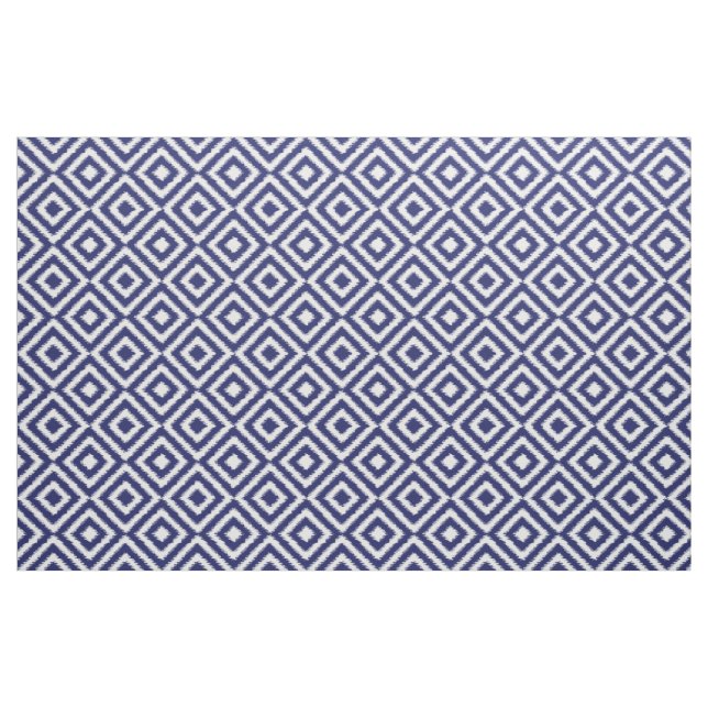 Hip Dark Blue Ikat Diamond Squares Mosaic Pattern Fabric (Fat Quarter)