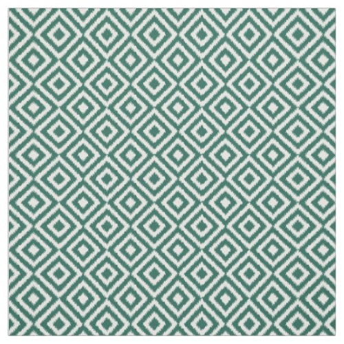 Hip Dark Green Ikat Diamond Squares Mosaic Pattern Fabric