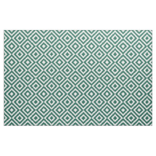 Hip Dark Green Ikat Diamond Squares Mosaic Pattern Fabric