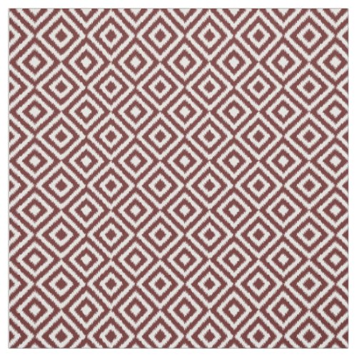 Hip Dark Red Ikat Diamond Squares Mosaic Pattern Fabric