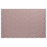 Hip Dark Red Ikat Diamond Squares Mosaic Pattern Fabric