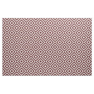 Hip Dark Red Ikat Diamond Squares Mosaic Pattern Fabric