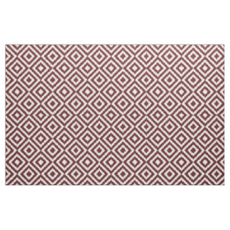 Hip Dark Red Ikat Diamond Squares Mosaic Pattern Fabric