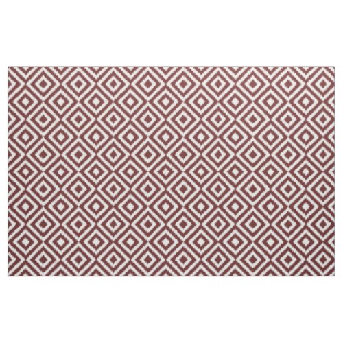 Hip Dark Red Ikat Diamond Squares Mosaic Pattern Fabric