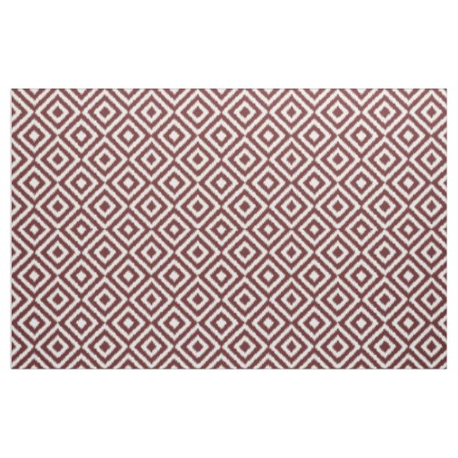 Hip Dark Red Ikat Diamond Squares Mosaic Pattern Fabric