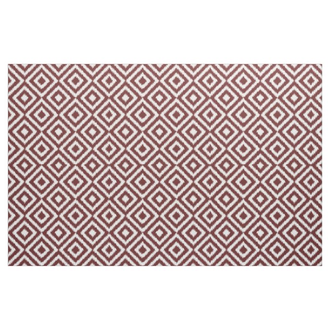 Hip Dark Red Ikat Diamond Squares Mosaic Pattern Fabric (Fat Quarter)