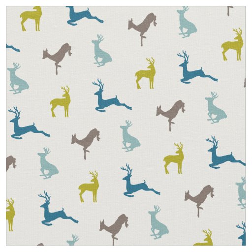 Hip Deer Pattern in Retro Colors Fabric