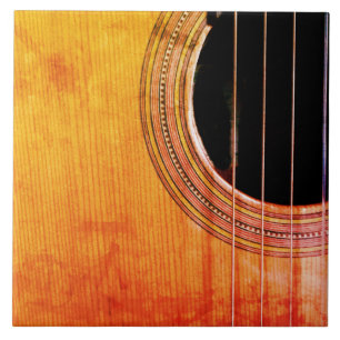 Hip Distressed Musical Acoustic Guitar Ceramic Tile