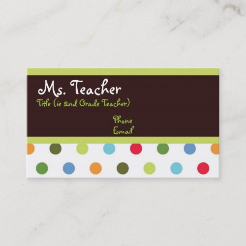 Hip Dots Teacher Business Card