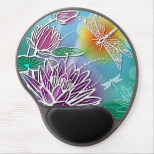 Hip Dragonfly Pretty Modern Summer Floral Art Gel Mouse Pad