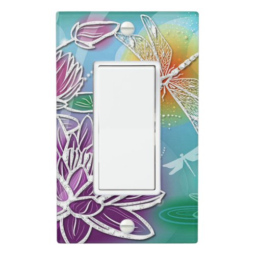 Hip Dragonfly Pretty Modern Summer Floral Art Light Switch Cover