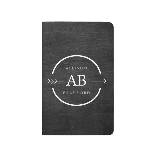 HIP & EDGY MONOGRAM LOGO with ARROW on BLACK WOOD Journal (Front)