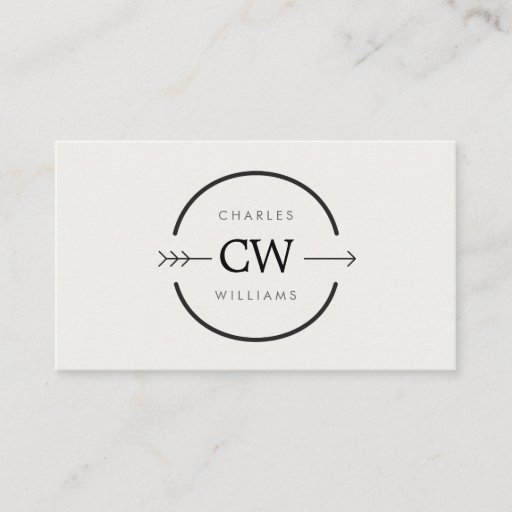 Customizable HIP & EDGY MONOGRAM LOGO with ARROW on LIGHT GRAY Business Card Templates