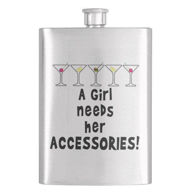 HIP FLASK, A GIRL NEEDS HER ACCESSORIES HIP FLASK (Front)