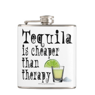 HIP FLASKS, TEQUILA IS CHEAPER THAN THERAPY HIP FLASK