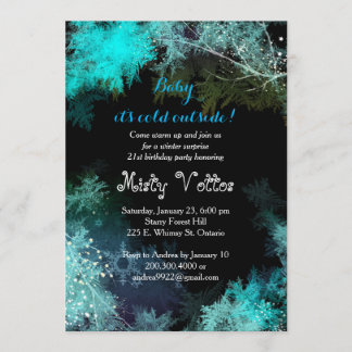 Hip Forest Winter Surprise Birthday Party Invitation