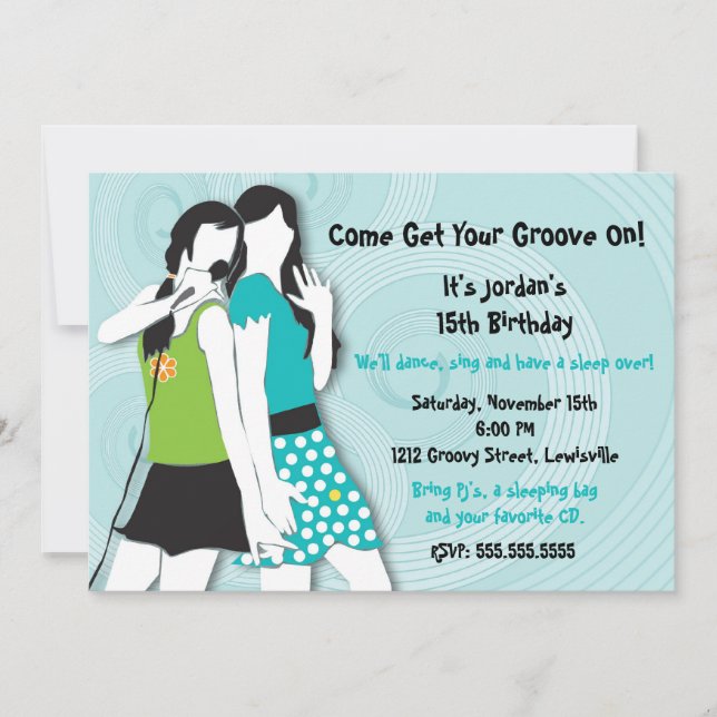 Hip Girls Singing Invitation (Front)