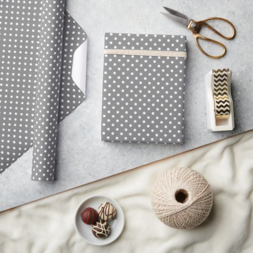 Hip Gray And White Polkadots Pattern Wrapping Paper