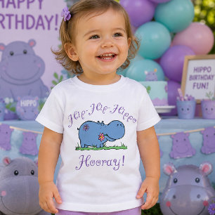 Hip-Hip-Hippo Hooray Kids Birthday Baby T-Shirt