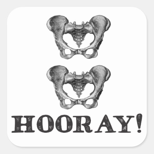 Hip Hip Hooray Anatomy Message Square Sticker