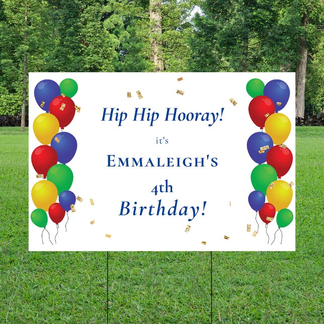 Hip Hip Hooray Birthday Balloons Yard Sign (Creator Uploaded)