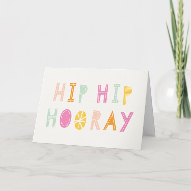 Hip Hip Hooray Birthday Card - Orange (Front)