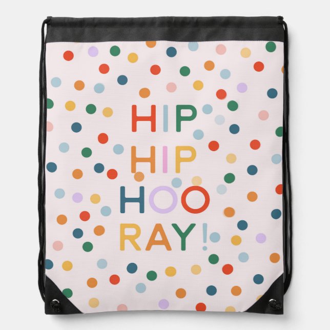 Hip Hip Hooray Birthday Party Congrats Drawstring Bag (Front)
