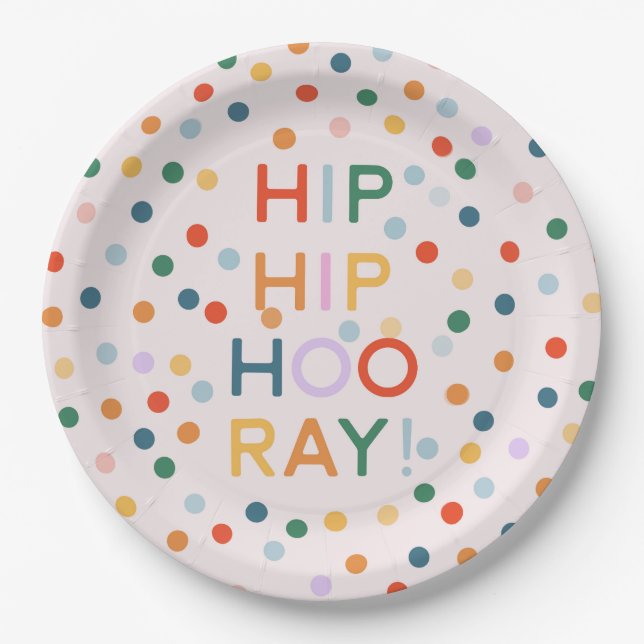Hip Hip Hooray Birthday Party Congrats Paper Plates (Front)