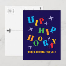 Hip Hip Hooray Colorful Congratulations Postcard