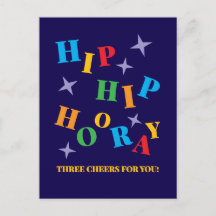 Hip Hip Hooray Colorful Congratulations Postcard
