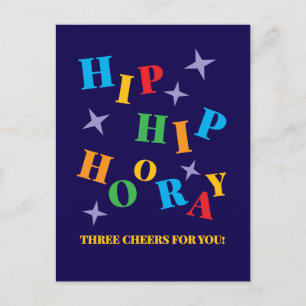Hip Hip Hooray Colorful Congratulations Postcard