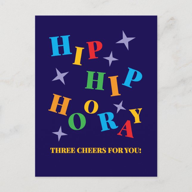 Hip Hip Hooray Colorful Congratulations Postcard (Front)