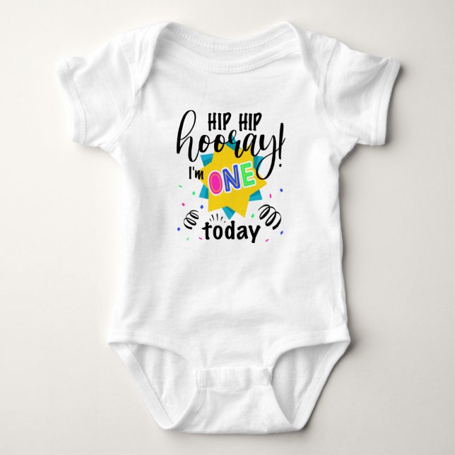 Hip Hip Hooray First Birthday Baby Bodysuit (Front)