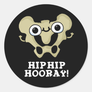 Hip Hip Hooray Funny Anatomy Pun Dark BG Classic Round Sticker