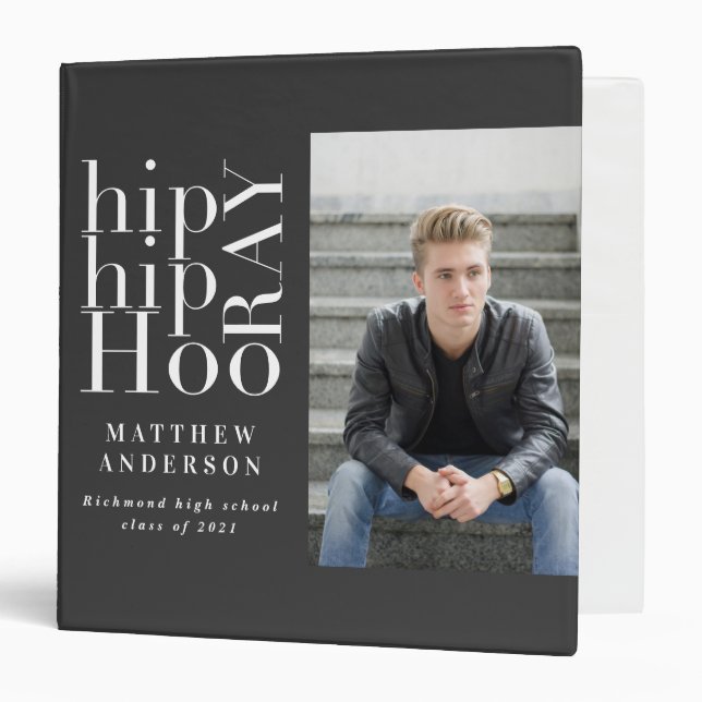 Hip hip hooray photo graduation  3 ring binder (Front/Inside)