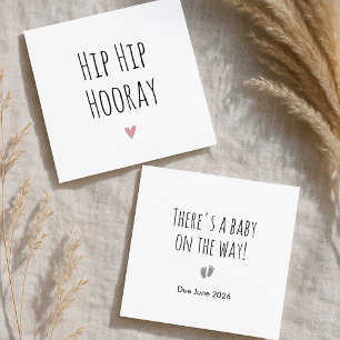 Hip Hip Hooray Simple Pregnancy Announcement Card
